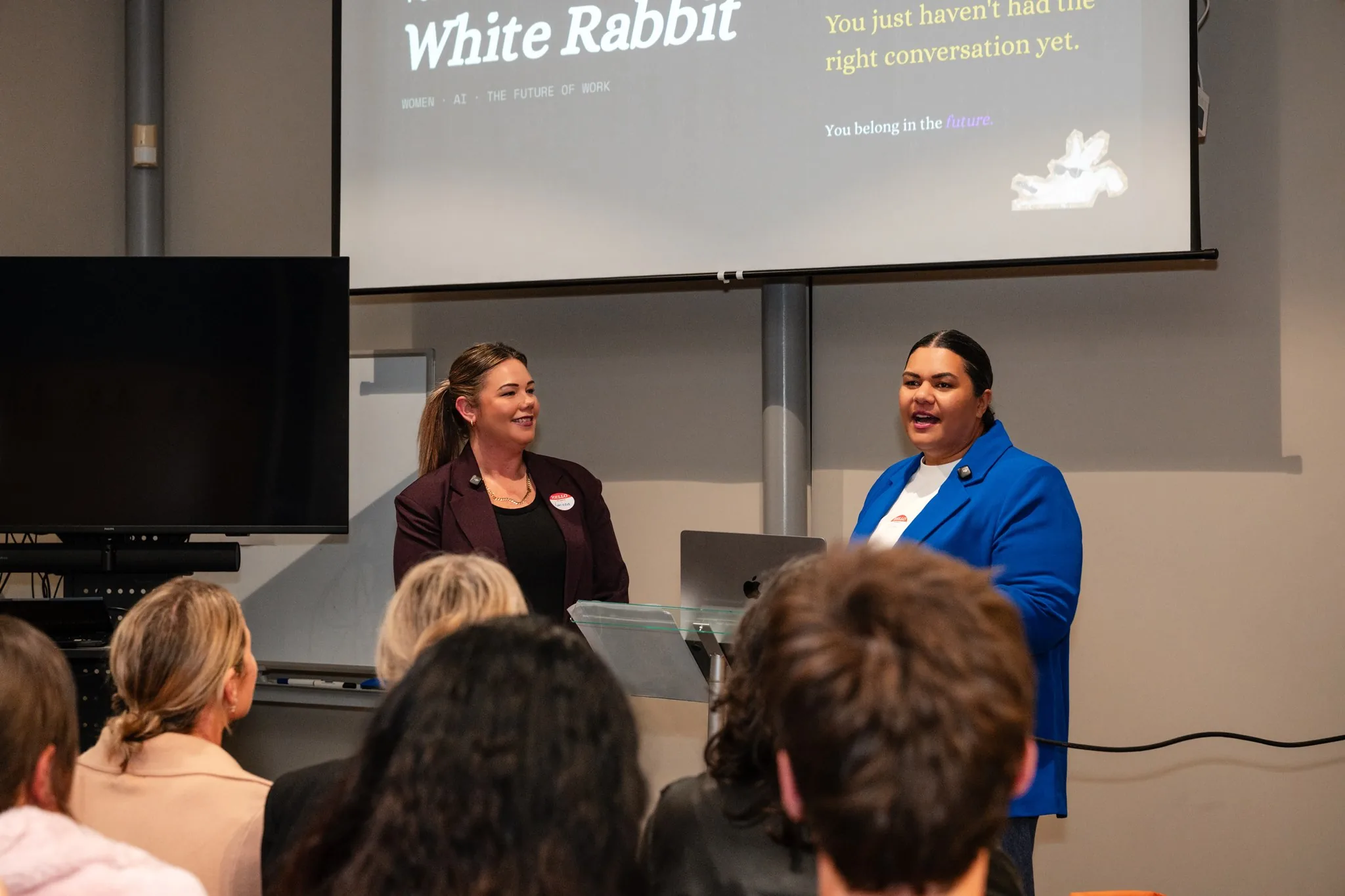 Larissa Daly (left) and Lian Passmore (right) at the first Follow the White Rabbit event
