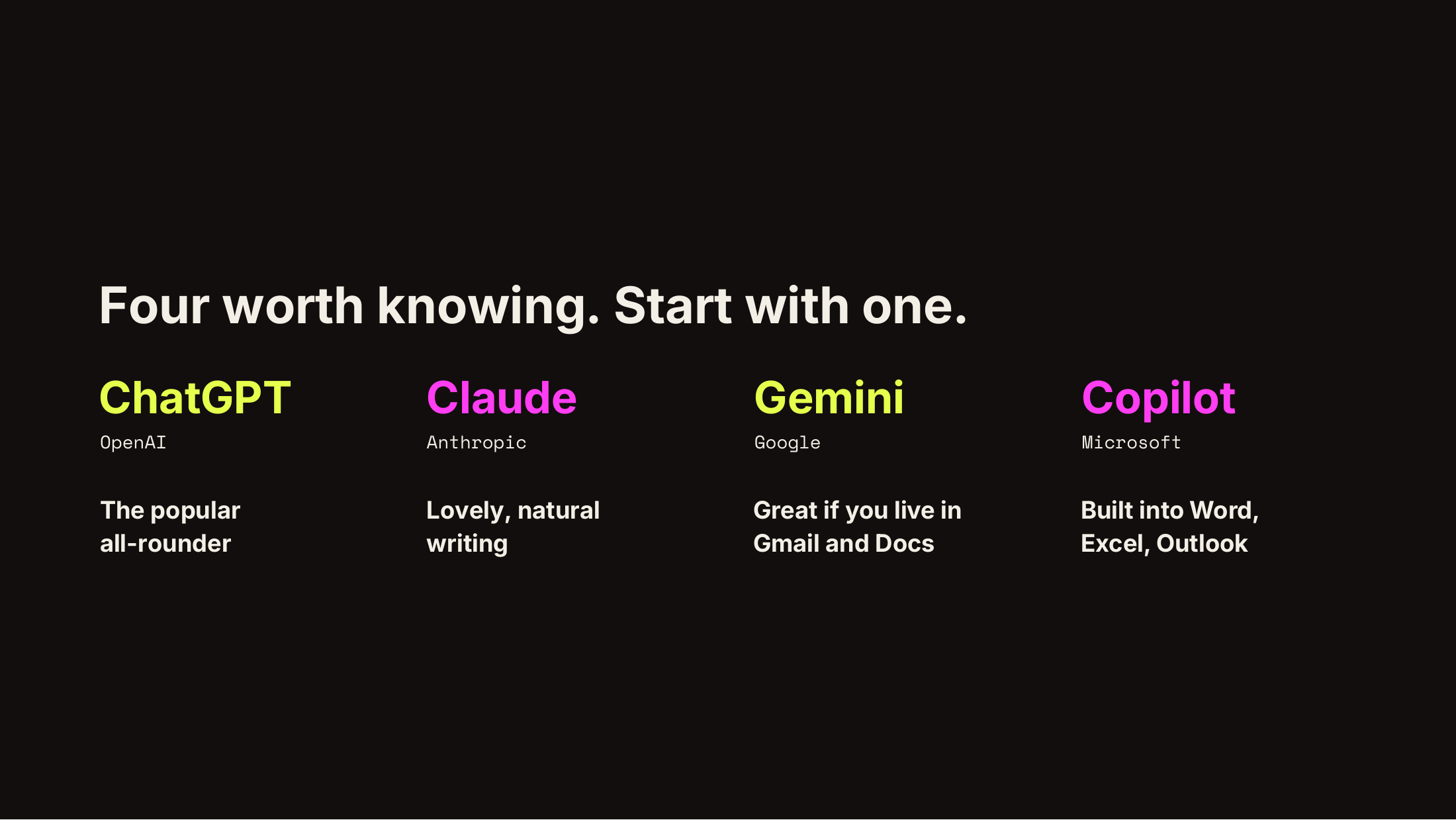 Slide 16: Four worth knowing