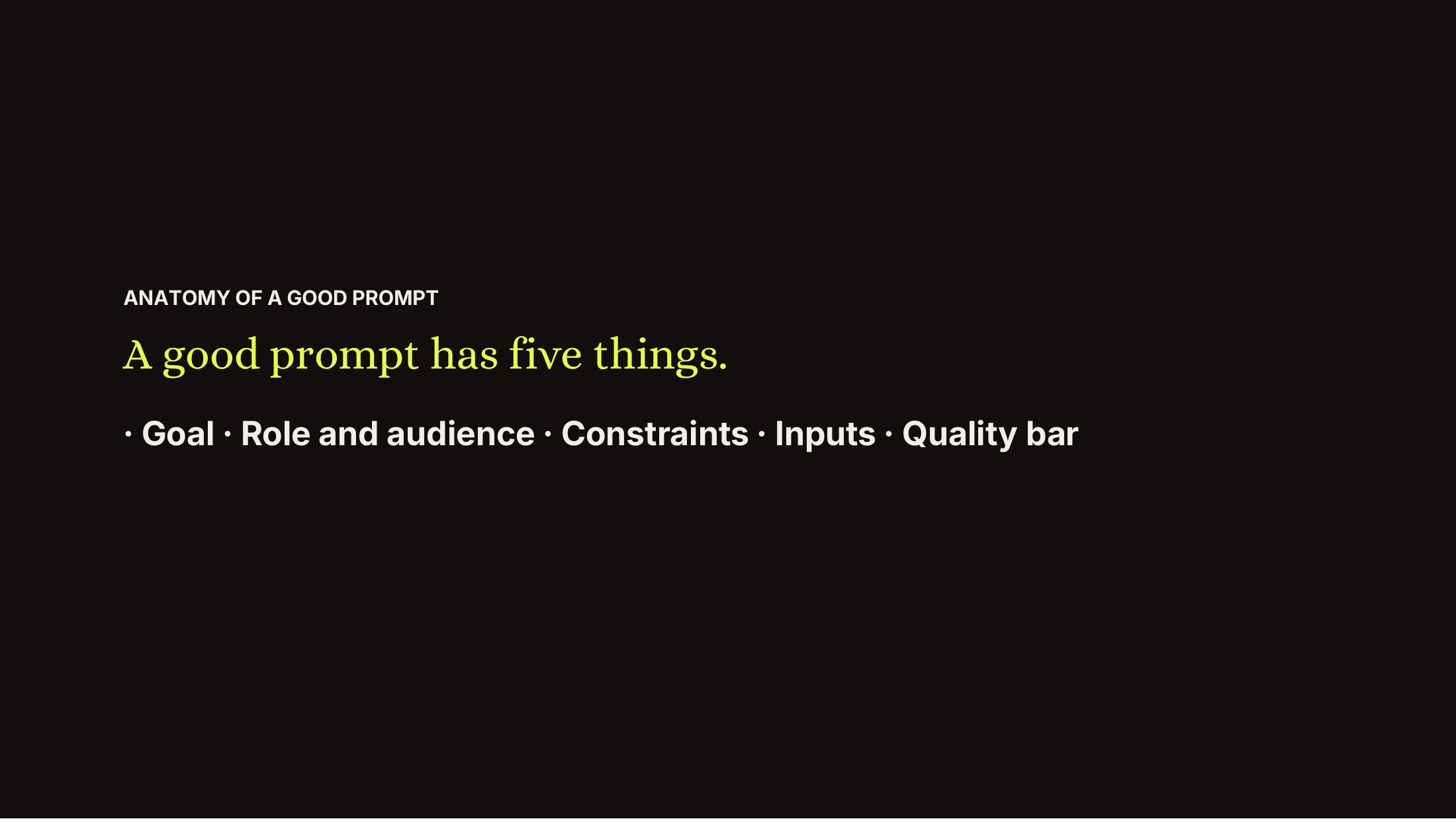 Slide 18: Anatomy of a good prompt
